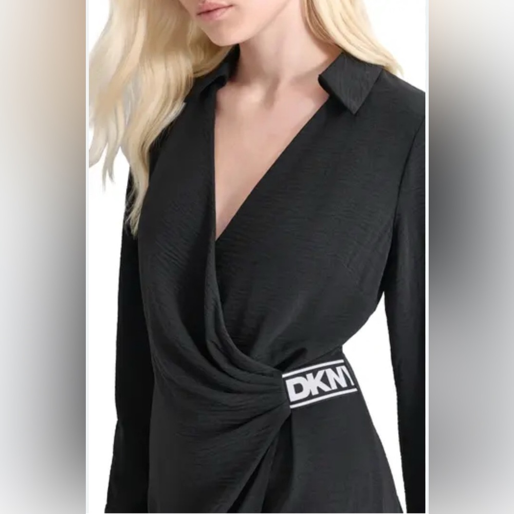 NWT DKNY Surplice Neckline Faux Wrap Mini Dress - Size 8 - Picture 3 of 3